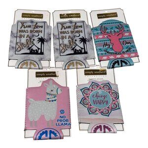 NEW Bundle 5 Simply Southern Koozies 3 Christmas 2 Non-Xmas STOCKING STUFFERS